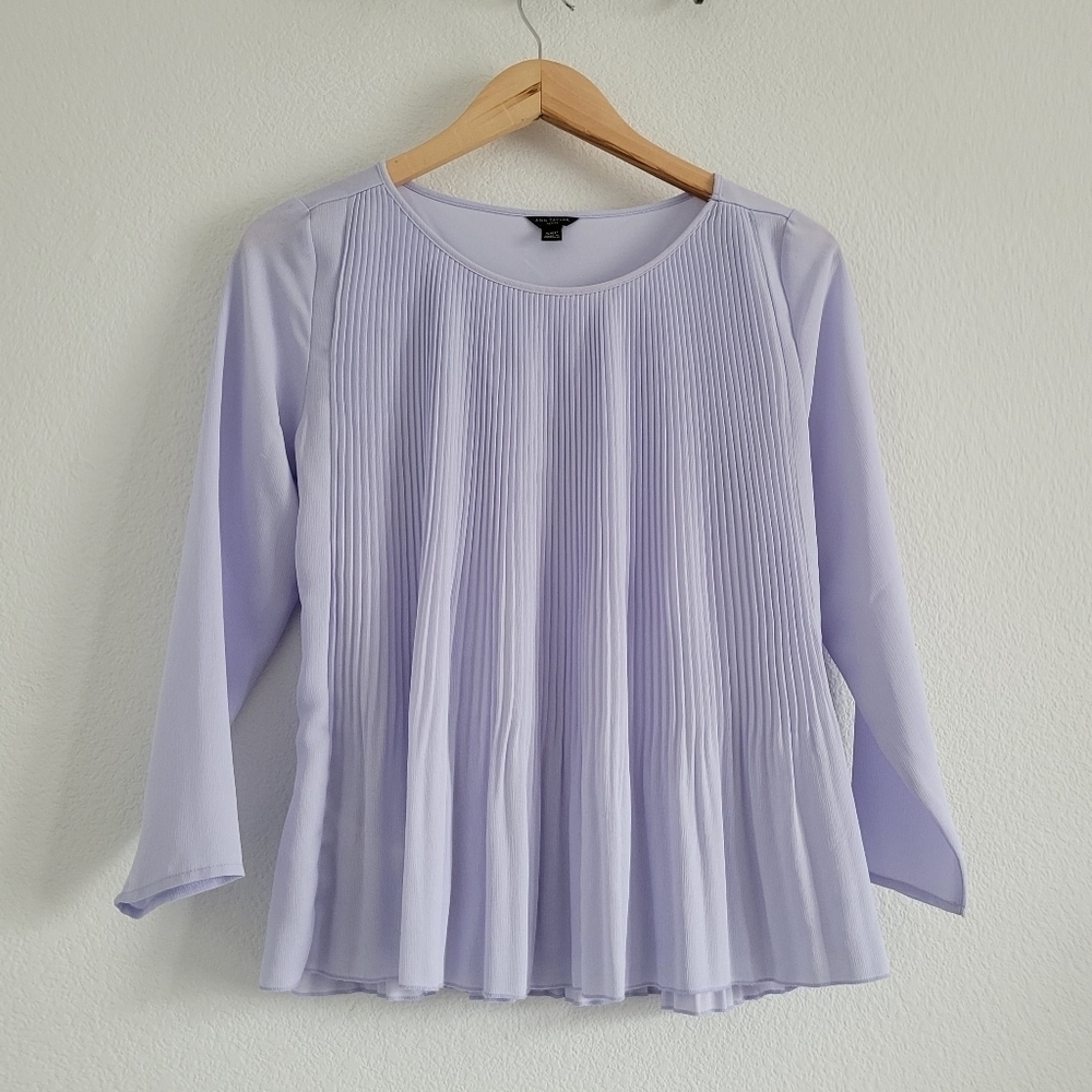 Ann taylor lilac pleated chiffon top